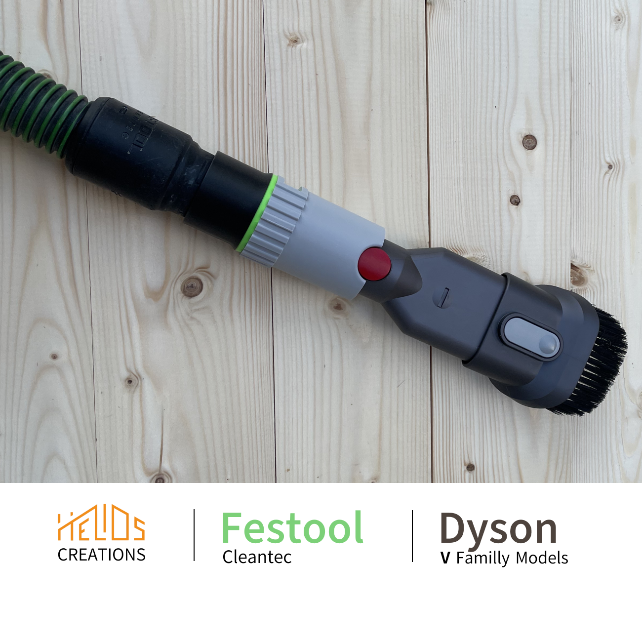 Adapter Festool to Dyson Attachments with an Adjustable Suction Control Ring