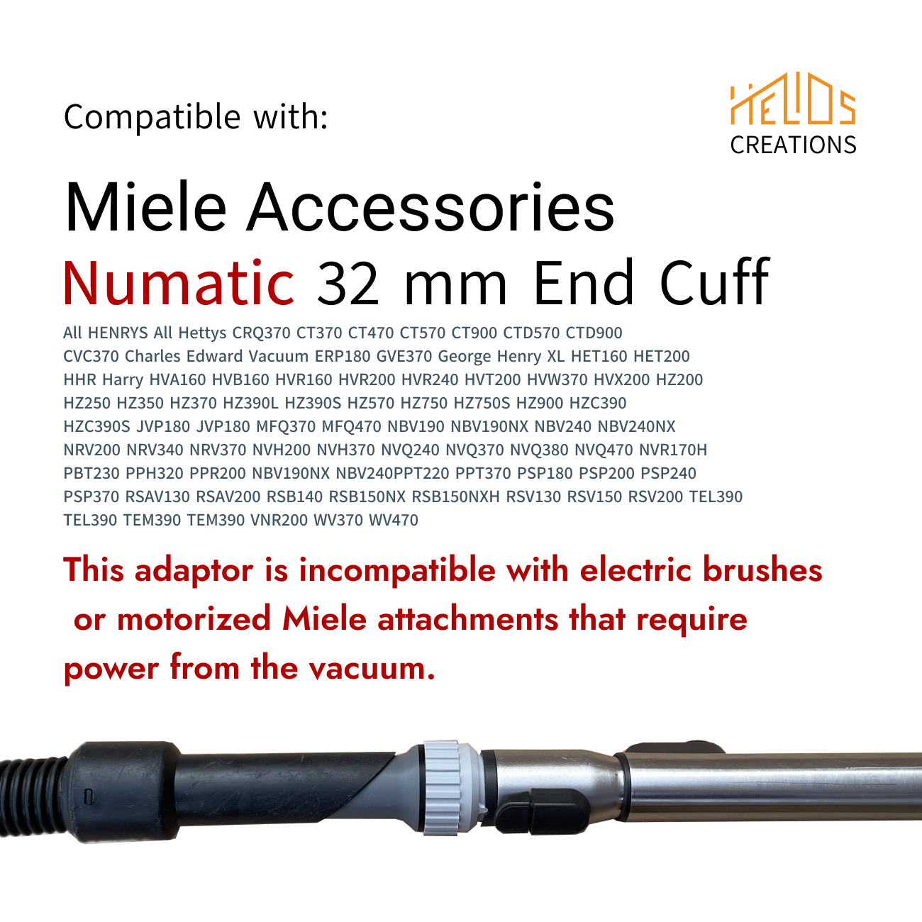 Connect Miele tools to your Henry Numatic vacuum cleaner with an Adjustable Suction Control Ring