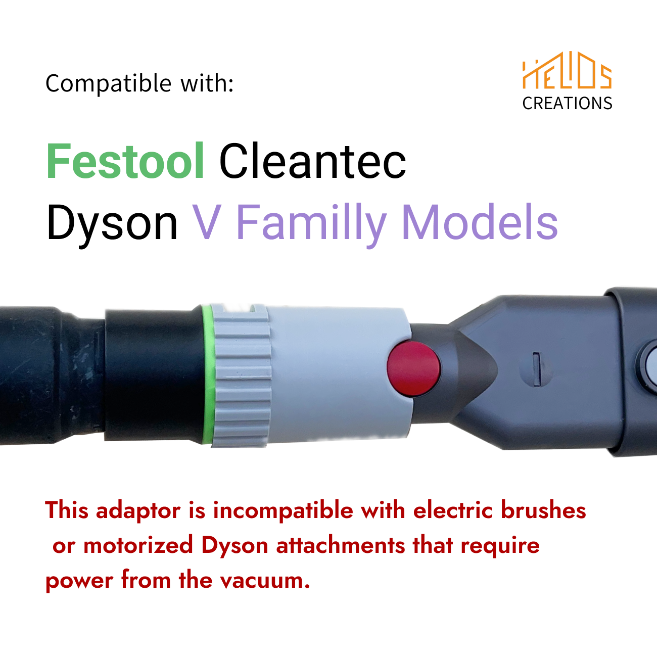 Adapter Festool to Dyson Attachments with an Adjustable Suction Control Ring