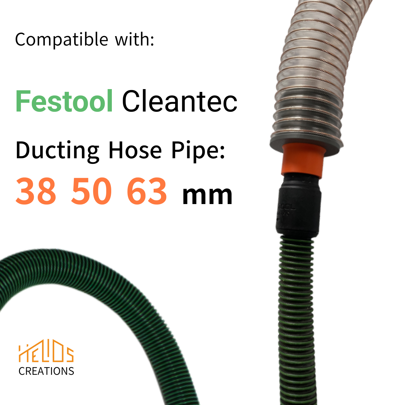 Festool Extractor to  Ducting Hose Pipe Connector  Available sizes: 38, 50, 63